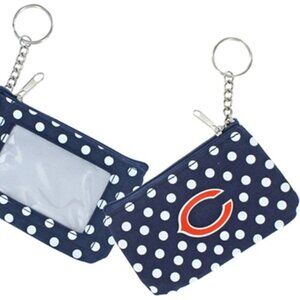 NEW Chicago Bears Logo NFL Nylon Polka Dot Coin Purse Key Ring